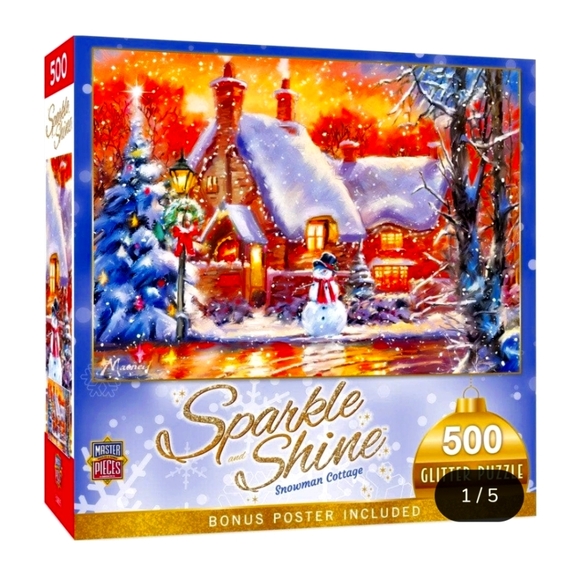 Masterpieces Other - Sparkle & Shine Snowman Cottage Puzzle - 500 Pieces